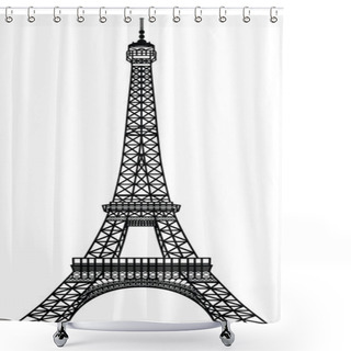 Personality  Eiffel Tower Black Silhouette Shower Curtains