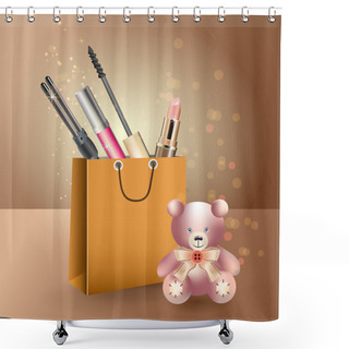 Personality  Different Woman's Things In Bag Shower Curtains