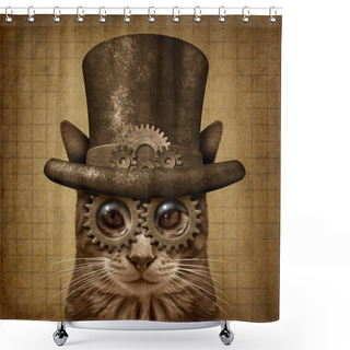 Personality  Steampunk Grunge Cat Shower Curtains