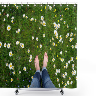 Personality  Feet In Flower Meadow Shower Curtains