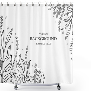 Personality  Floral Vector Template With Leaves, Plants For Greeting Card. Silhouette Of Abstract Natural Elements. Vector Plant Print For Holiday Post, Background, Cover, Banner, Invitation. Trendy Design. Shower Curtains