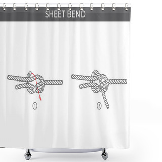 Personality  Vector Simple Instructions For Tying A Sheet Band. Three Steps. Isolated On White Background. Shower Curtains