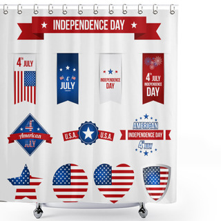 Personality  Vector Independence Day Badges Shower Curtains