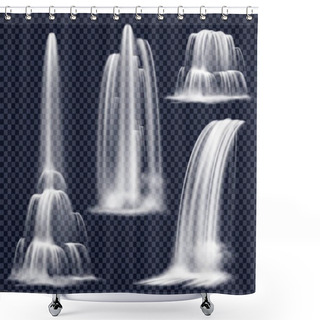 Personality  Realistic Waterfalls On Transparent Background Set Shower Curtains