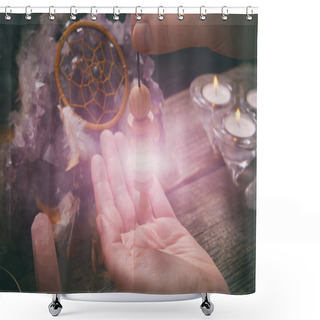 Personality  Palm Reading, Characterization And Foretelling The Future Through The Study Of The Palm With Pendulum Shower Curtains