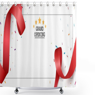 Personality  Grand Opening Card Design With Red Ribbon And Colorful Confetti Shower Curtains