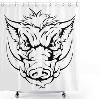 Personality  Boar Mascot Face Shower Curtains