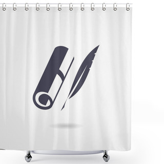 Personality  Blank Scroll And Quill Pen On White Background Shower Curtains