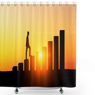 Personality  Businessman Climbing Chart Bars Shower Curtains