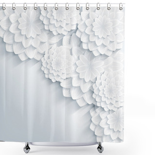 Personality  Floral Stylish Gray Background With 3d Flowers Shower Curtains
