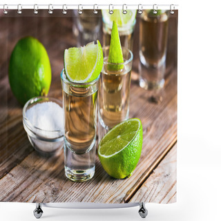 Personality  Gold Tequila With Salt And Lime  Shower Curtains