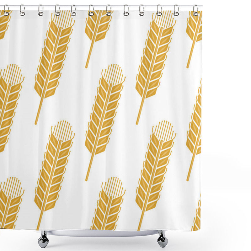 Personality  Cartoon Cereal Wheat Or Barley Spikes Seamless Pattern Shower Curtains