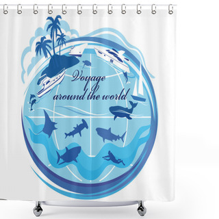 Personality  Around The World Voyage Shower Curtains