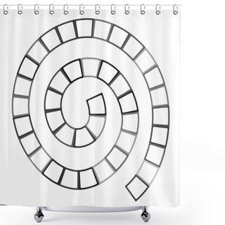 Personality  Abstract Futuristic Spiral Maze, Pattern Template For Children's Games, White Squares Black Contour Isolated On White Background. Vector Illustration Shower Curtains