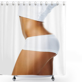 Personality  Perfect Female Body On White Background Shower Curtains