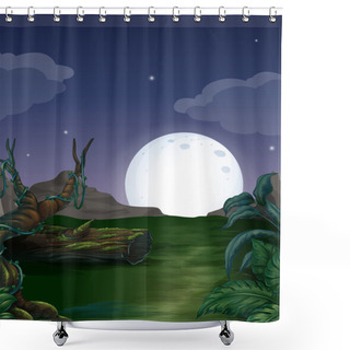 Personality  Forest At Night Shower Curtains