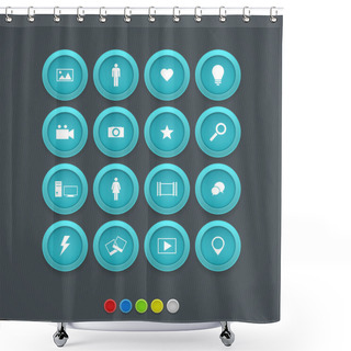 Personality  Computer And Internet Web Icons Buttons Set Shower Curtains