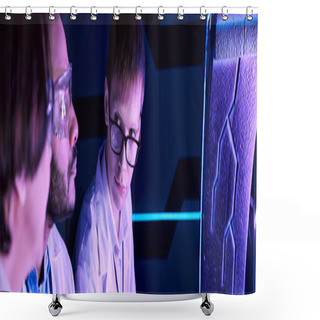 Personality  Banner, Futuristic Exchange: Three Scientists And An Intern Observe Colleagues Shower Curtains