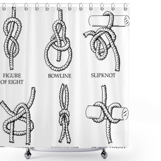 Personality  A Collection Of Knots And Hitches Illust Shower Curtains