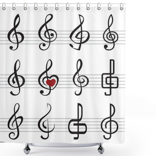 Personality  Treble Clefs Shower Curtains