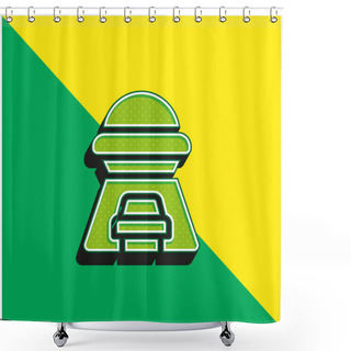 Personality  Abduction Green And Yellow Modern 3d Vector Icon Logo Shower Curtains