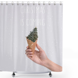 Personality  Ice Cream Cone With Christmas Tree Shower Curtains