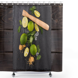 Personality  Lime Slices With Sugar And Wooden Squeezer Shower Curtains