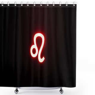 Personality  Red Illuminated Leo Zodiac Sign Isolated On Black Shower Curtains