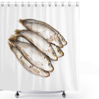 Personality  Marinated Anchovies Isolate On A White Background Shower Curtains