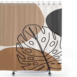 Personality  Background With Hand-drawn Sketch Tropical Leaf With Brown Spots Shower Curtains