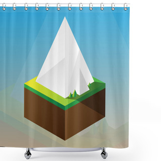 Personality  Square Maquette Of Mountains Shower Curtains