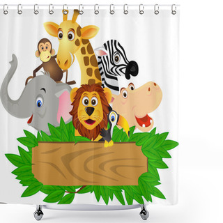 Personality  Funny Animal Cartoon Shower Curtains
