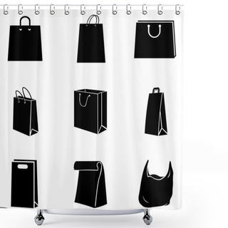 Personality  Set Of Shopping Bags Icons Shower Curtains