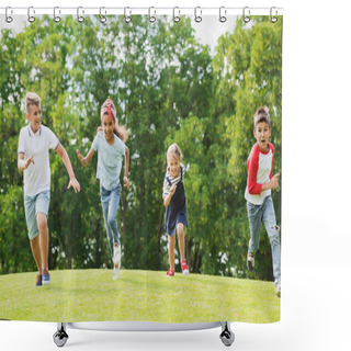 Personality  Multiethnic Children Playing In Park Shower Curtains