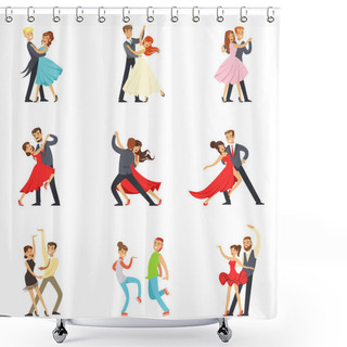 Personality  Professional Dancer Couple Dancing Tango, Waltz And Other Dances On Dancing Contest Dancefloor Set Shower Curtains