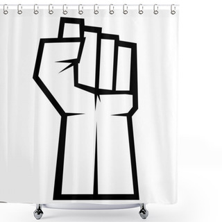 Personality  Revolution Concept. Fist Up Isolated On White Background, Vector Shower Curtains