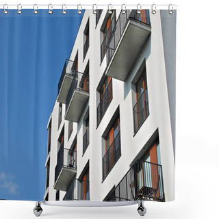 Personality  Modern Apartment Building Exterior Shower Curtains