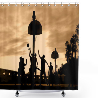Personality  Basketball Players At Sunset Shower Curtains