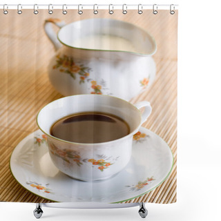 Personality  Coffee Cup And The Milk Jug. Shower Curtains