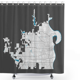 Personality  Omaha Map. Detailed Map Of Omaha City Administrative Area. Cityscape Panorama. Royalty Free Vector Illustration. Outline Map With Highways, Streets, Rivers. Tourist Decorative Street Map. Shower Curtains