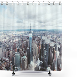 Personality  Aerial View Of New York City Skyscrapers And Cloudy Sky, Usa Shower Curtains