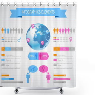 Personality  Business Infographic Elements Vector Illustration Shower Curtains