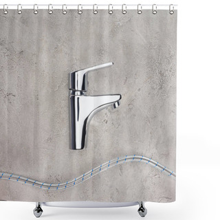 Personality  Top View Of Water Blender With Flexible Pipe On Concrete Surface Shower Curtains