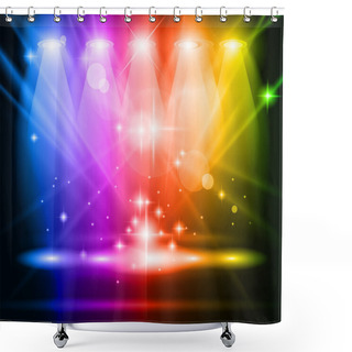 Personality  Magic Spotlights With Rainbow Rays Shower Curtains
