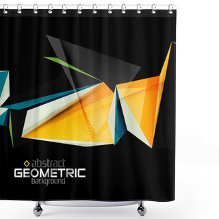 Personality  Vector Color Geometric Shapes On Black Background Shower Curtains