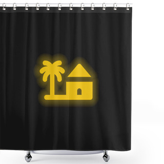 Personality  Beach Yellow Glowing Neon Icon Shower Curtains