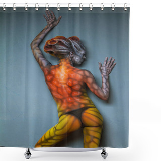 Personality  Body Art. Fantasy Animal - Woman Dragon  Shower Curtains
