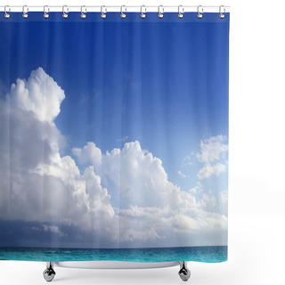 Personality  Caribbean Aqua Sea Clouds In Blue Sky Horizon Shower Curtains
