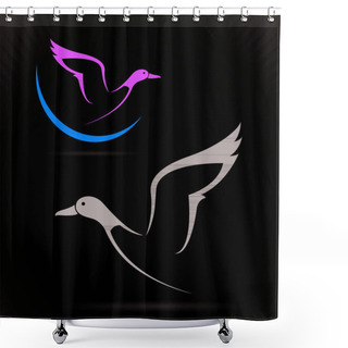 Personality  Vector Image Of An Flying Wild Duck Shower Curtains