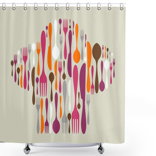 Personality  Cutlery Icon Set In Chef Hat Shape Shower Curtains